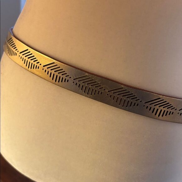 NEW Fossil Gold Leather Belt with Cutouts - M main image 5